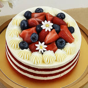 1 Kg Red Velvet Cake With Pink Floral Arrangement - bestgift