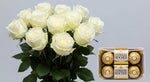 Load image into Gallery viewer, White Roses Bunch and Ferrero Rocher
