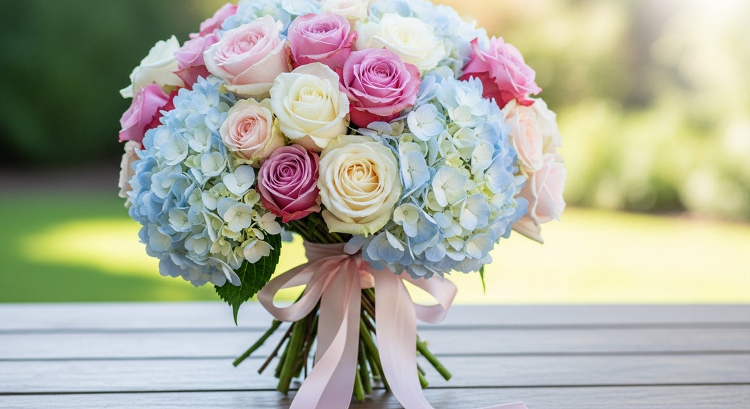 Appealing Roses N Hydrangea Bouquet