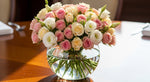 Load image into Gallery viewer, Spray Roses with White Lisianthus in Fish Bowl
