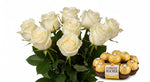 Load image into Gallery viewer, White Roses Bunch and Ferrero Rocher
