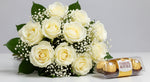 Load image into Gallery viewer, White Roses Bunch and Ferrero Rocher
