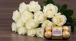 Load image into Gallery viewer, White Roses Bunch and Ferrero Rocher
