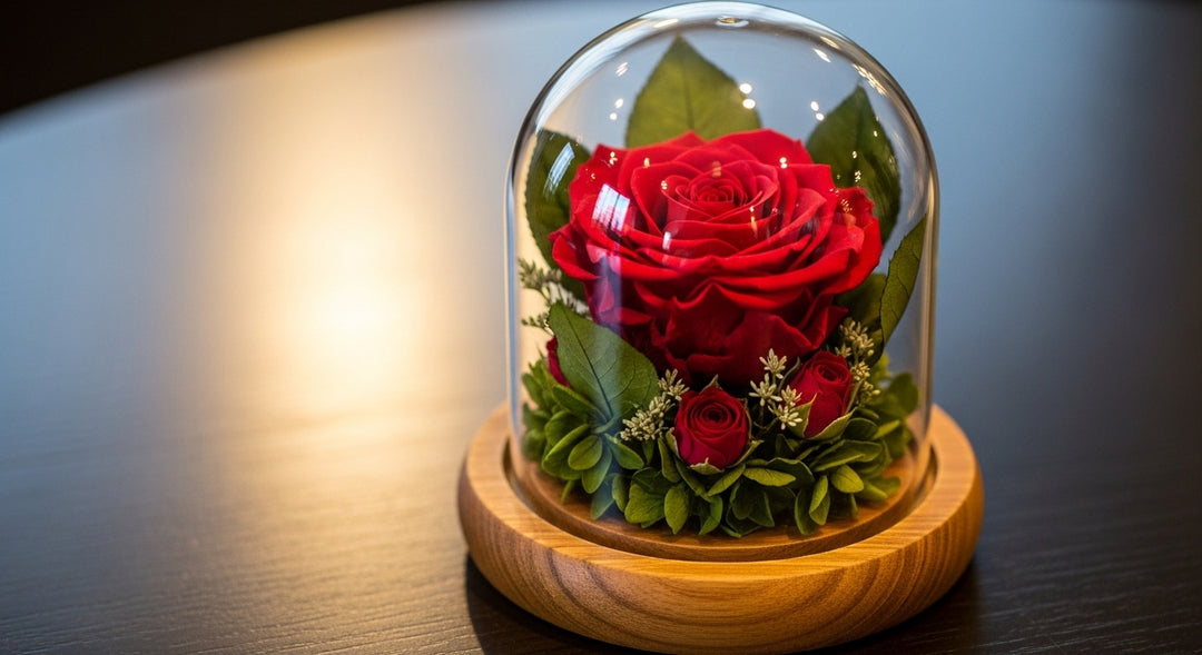Red Forever Rose In Glass Dome