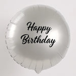 Load image into Gallery viewer, Silver birthday balloon with &#39;Happy Birthday&#39; text on a white background
