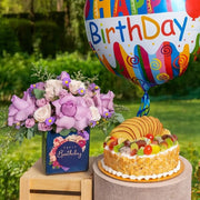 Birthday Flowers Cake And Balloon - bestgift