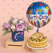 Birthday Flowers Cake And Balloon - bestgift